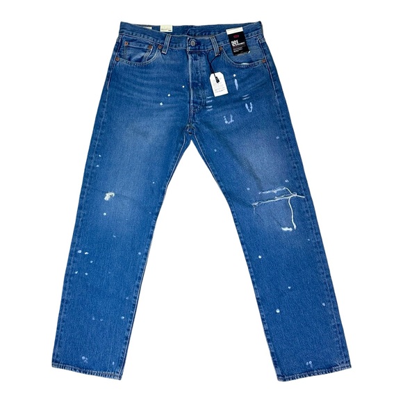 Levi's® Premium 501 ‘93 Straight Fit Paint Splatter Distressed Jeans - Picture 1 of 10